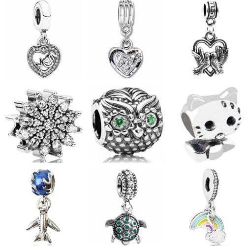 Btuamb New Arrival Rainbow Plane Love Heart Tortoise Pendant Charm Beads Fit Pandora Bracelets Necklaces Making Jewelry Berloque