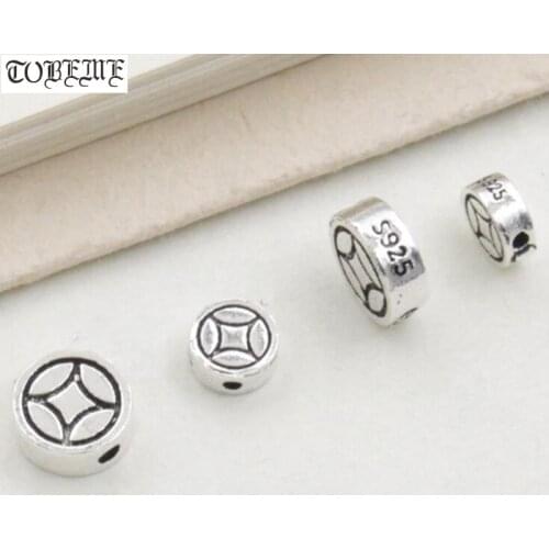 100% 925 Silver Jewelry Beads Good Luck Symbol Beads Chinese Ancient-coin symbol beads DIY Jewelry Findings