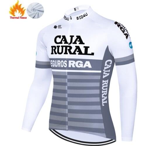 CAJA RURAL mens cycling jersey Winter Thermal Fleece Bicycle Moutain Bike jersey tenue cycliste homme proteam 2020