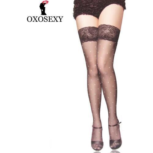 4 Colors Dot Widen Lace Thigh High Stockings Nylon Stockings Hosiery Stay Up Stocking Women Transparent Medias Sexy Lingerie 490