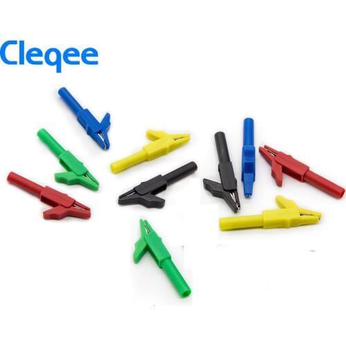 Cleqee P2007 10PCS Alligator Clip to 4mm Banana Female Jack Test Adapter