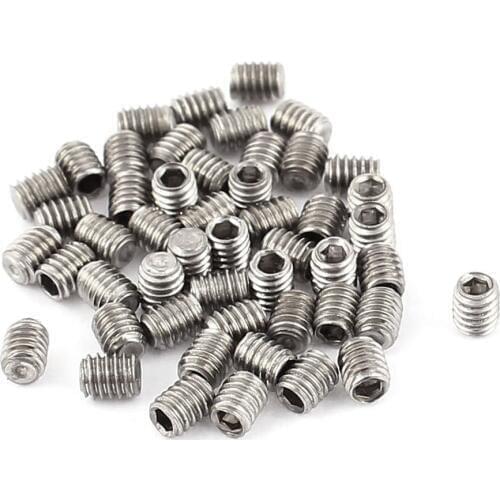 CNIM Hot 50Pcs M2.5 x 3mm Stainless Steel Hex Socket Set Grub Screws Headless Cup Point