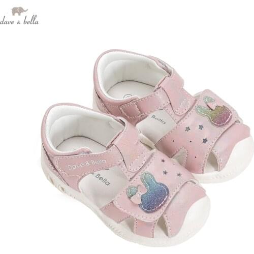 DB17647 Dave Bella summer fashion baby girls cartoon sandals new born infant shoes girl sandals cute shoes