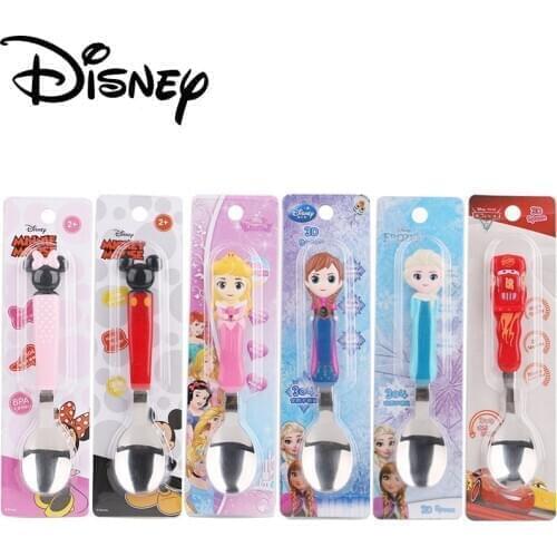 Disney Stainless Steel Cartoon Kids Minnie Soup Spoon Children Tableware Dinnerware Baby Feeding Portable