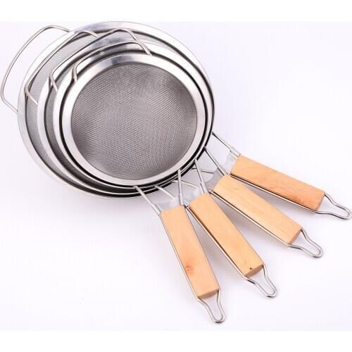 Stainless Steel Filter Long Handle Stamped Wide-side Twill Oil Grid Leak Filter Kitchen Utensils Tools