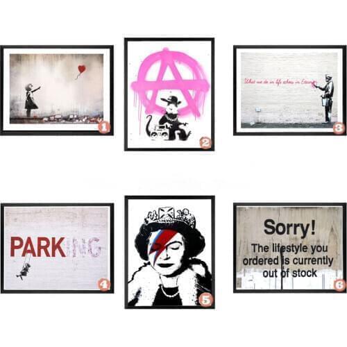 Banksy Graffiti Canvas Art Prints Sorry Quote Paintings Wall Art Poster Pop Decoration Pictures Wall Decorative Framed Freeship