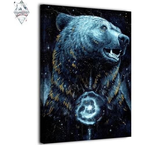 HD printed 1 panel canvas painting in the darkness bear by Scandy Girl wall pictures for living room posters and prints artwork
