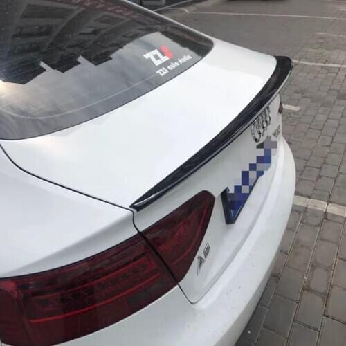 Use For AUDI A5 Sedan 4-door 2009-2015 Year Spoiler S5 ABS Plastic Carbon Fiber Look Rear Trunk Wing Car Body Kit Accessories