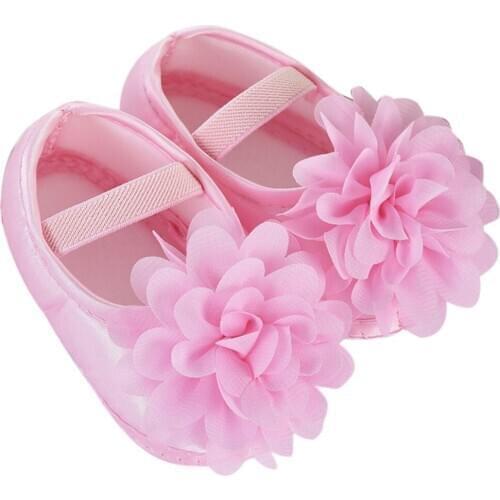 Toddler Kid Baby Girl Chiffon Flower Elastic Band Newborn Walking Shoes Light Firm Toddler Shoes
