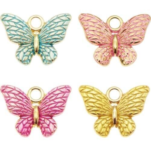 4pcs mix Enamel Cute Butterfly Charms Collar Pendants DIY Necklace Earrings Jewelry Marking Jewelry Accessories Hair crafts