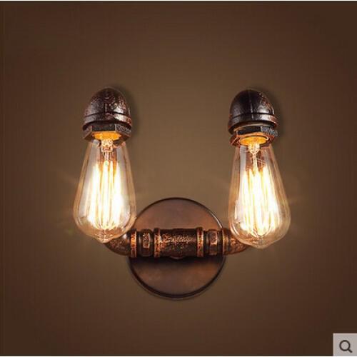 Fashion loft wroguht iron Water pipe wall lamp vintage aisle lights loft iron wall lamp edison incandescent light bulb