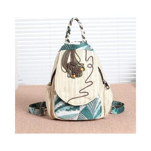 Fashion national string appliques women shopping backpacks!Hot animal prints lady zipper&hasp backrack All-match canvas backruck