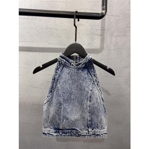 Fashion 2021 new women sleeveless sexy casual solid color denim vest 0401