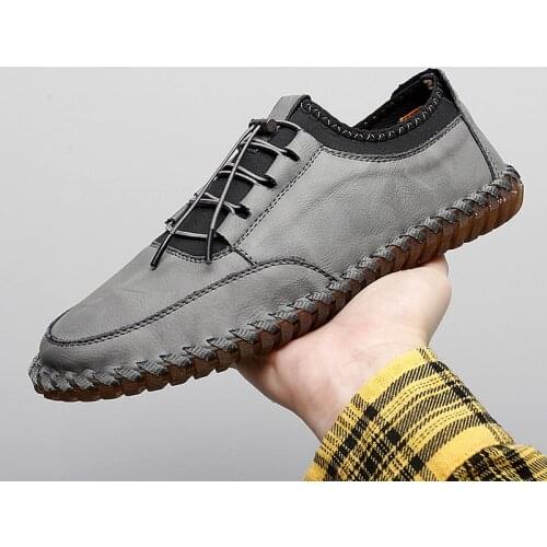 Mens Large Size Outdoor Shoes Fashion Casual Mens Shoes with Handmade Stitching Hiking Shoes Leisure Waterproof Tooling Flats