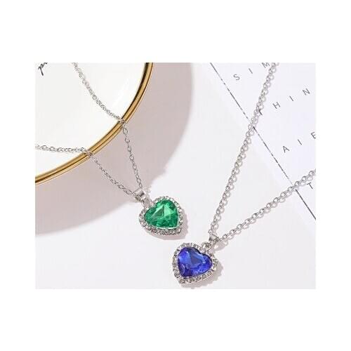 New fashion Titanic Crystal Love Classic Ocean Heart NecklaceFor Women girl Accessories jewelry wholesale