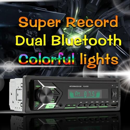 Single Din Digital Bluetooth Car Stereo Hands-Free Calling Built-in Microphone AM/FM USB Port AUX Input Remote Control 7 Color