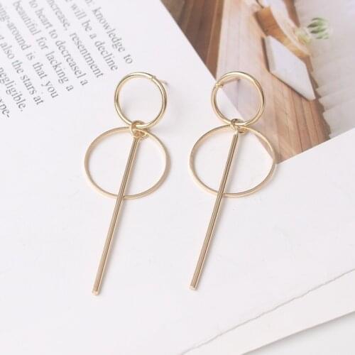 Hollow Round Long Hanging Earrings for Women Geometric Statement Female Dangle Earrings Fashion Jewelry boucle oreille femme