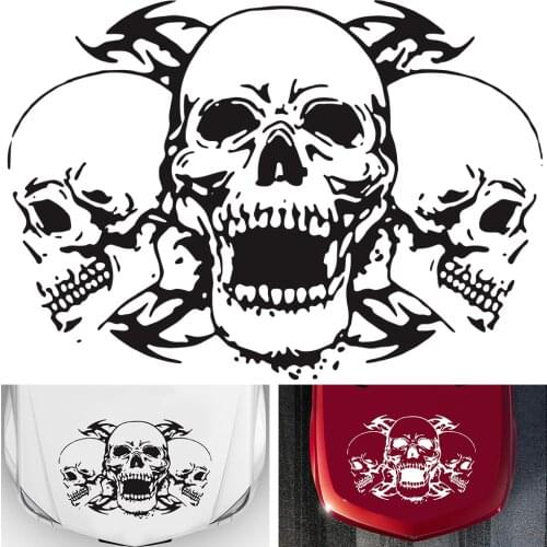 Warning KK Car Sticker Skull Head Auto Car Body PVC Stickers Auto Vinyl Decal Three Skull Totem Car Accessories Decorative