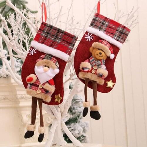 Christmas Stocking Large Capacity Indeformable 3D Santa Claus Elk Christmas Hanging Stockings Xmas Stockings Decorations Party