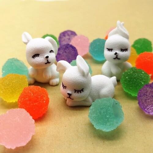 Sleep Rabbit Cartoon Animal Model Simulation Figurine Home Decor Miniature Fairy Garden Decoration DIY Accessories Modern Craft