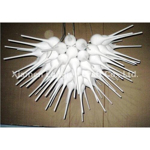 Modern Design LED Light Source White Colored Hand Blown Glass Shade European Italian Style Chandelier Lamp