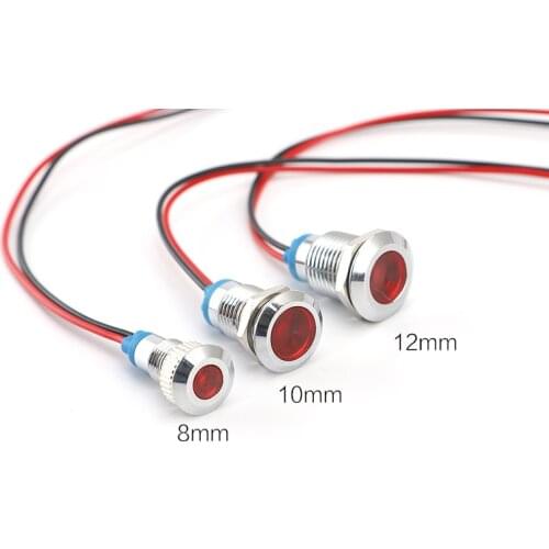 LED power supply waterproof work explosion-proof light metal small 220v 24v 12v The signal lamp 8 mm 10 mm 12 mm