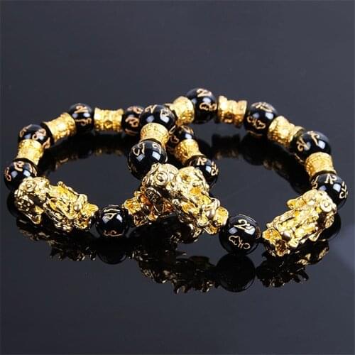 Guardian Feng Shui Obsidian Wealth Bracelet for Men Women Good Luck Charms Bead Bracelets Attract Adjustable Pixiu Bracelet