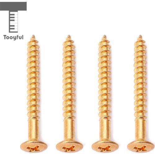 Tooyful 4Pcs Gold Metal Electric Bass guitar Neck Joint Plate Mounting Screws 44.5mm Replacement for Professional Brand Guitar
