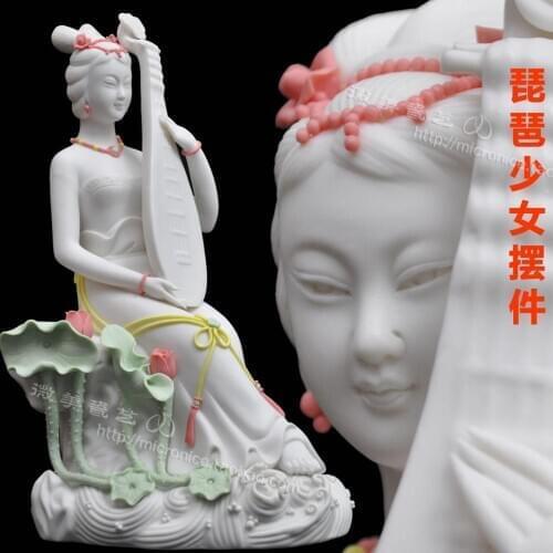 The pipa female girl ornaments interior decoration ceramic figure art Chinese wine club entrance cute