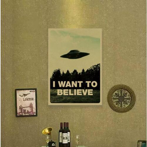 Vintage Classic Movie The Poster I Want To Believe Poster Bar Home Decor Kraft Paper Painting Wall Sticker