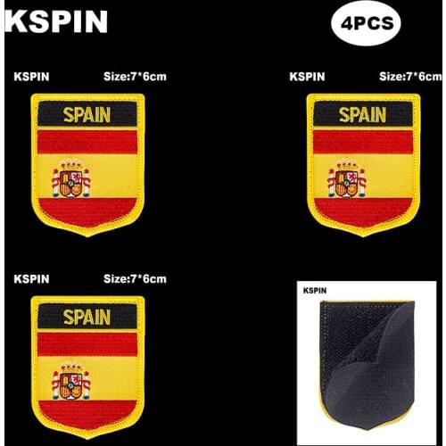 National Flag Patch Hook Loop Spain Badges Armband 3D Stick on Jacket Backpack Stickers
