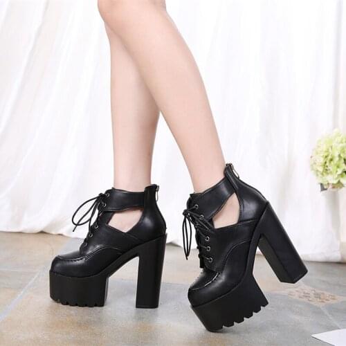 15cm new 2020 autumn and winter womens shoes Martin muffins super high heel clasping thick heel waterproof platform rider boots