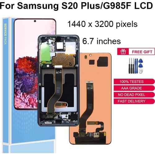 Original Super AMOLED For Samsung Galaxy S20 PLUS G985 G985F/DS LCD Display Touch Screen Digitizer with Frame Replacment Parts