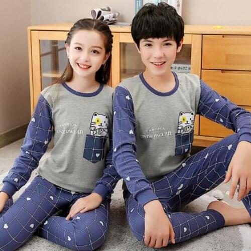 Winter Childrens Pajamas Teenages Cotton Sets Animal Teen Pyjamas Long-Sleeves Pijamas Kids Nightwear For 10 12 14 16 18Years