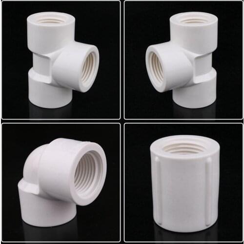 1pc 1/2 3/4 1 Inch PVC Female Thread Straight Elbow 3-Way Connector Garden Irrigation Connector Aquarium Fish Tank Pipe Adapter