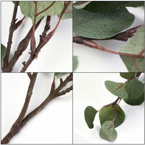 1 Pcs Artificial Eucalyptus Leaves Stems Bulk Artificial Plant Greenery Eucalyptus Dollar Stems Silver Face Branch Faux I9C0