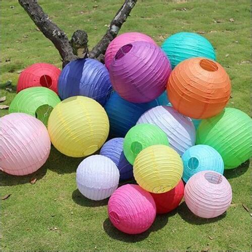 10 pcs/lot Colorful Chinese Paper Lanterns Lampion 6-8-10-12-14-16 inches for Wedding Party Baby shower Decoration Supplies