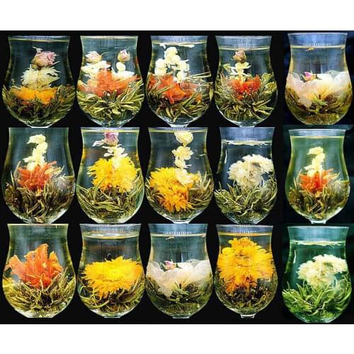 16 Pieces 16 Kinds 2020 Chinese Blooming Flower Green Chinese Tea pearl Artistic Blossom Flowers Tea China Blooming Tea