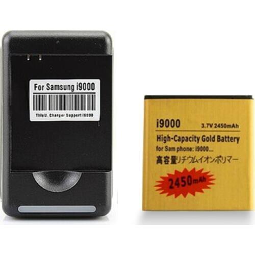 1x 2450mAh EB575152VU Gold Battery + Wall Charger For Samsung Galaxy S i9000 i9003 i9001 i919 Epic 4G i9088 i897 i909 T959 M110S