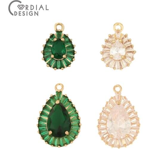 Cordial Design 20Pcs Jewelry Accessories/Hand Made/CZ Charms/Drop Shape/Earring Findings/DIY Necklace Making/Crystal Pendant