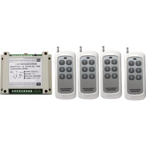 2017 DC 12V 6CH 10A RF Wireless remote control led digital switch light system 4 Transmitter+1 Receiver for Smart Home
