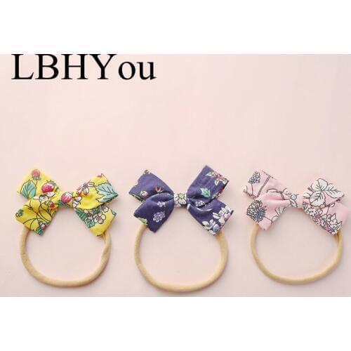 3pcs/lot 100% Cotton Fabric Bows Nylon Headbands,Super Soft No Mark Skinny Stretchy Nylon Head Bands With Knot Hair Accessories