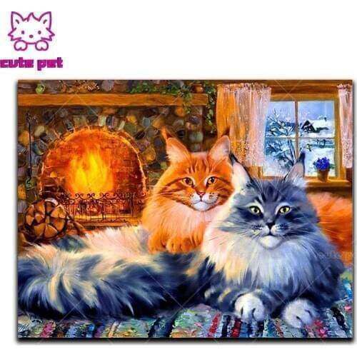 5D Diamond Embroidery Animals Cat Diy Diamond Painting CrossStitch Full Square Mosaic Rhinestones Decoration Wall Sticker puzzle