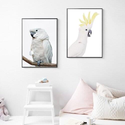 White Cockatoo Wall Art Canvas Painting Australian Animal Parrot Posters Print Modern Bird Picture For Living Room Home Decor