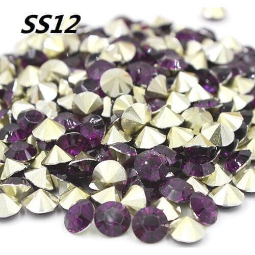 Free shipping Fashion SS12 1440pcs(10G) 3mm Dark purple Resin rhinestones Pointback for Nail Art /Garment/Shoes Decoration