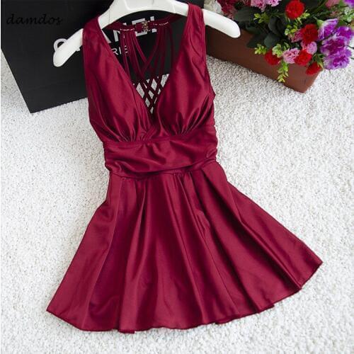 Bikini 2019 Women Swimwear One-Piece Dress Swimsuit Beach Bathing Suit Summer Swim Dress Girls Swimwear Women Cover-up