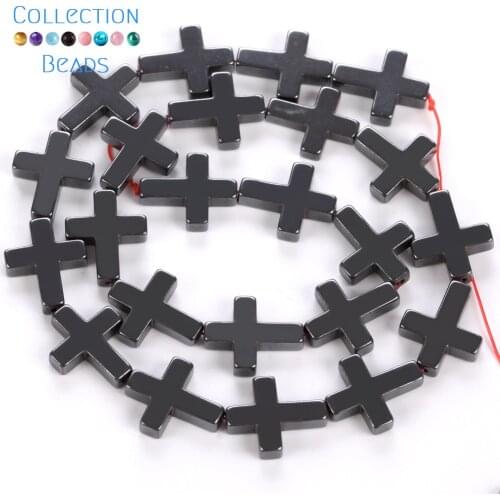 6x8mm/8x10mm/10x14mm/14x17mm Natural Stone Black Cross Hematite Stone Beads For Jewelry Making Beads Diy Bracelet Accessories