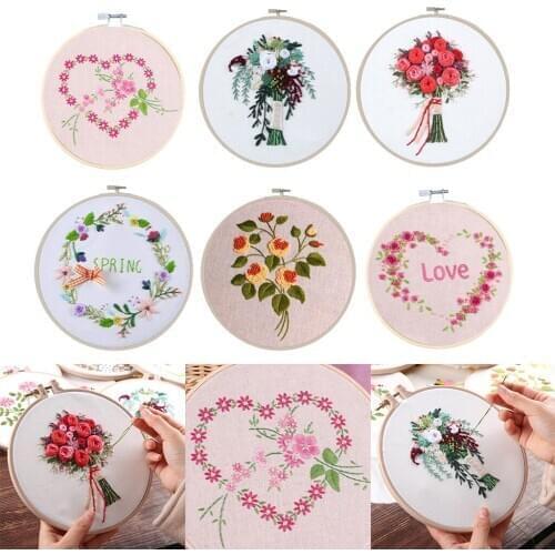 Floral Leaf 3D Cross Stitch Kit DIY Embroidery Handcrafts with Hoop Needle Thread
