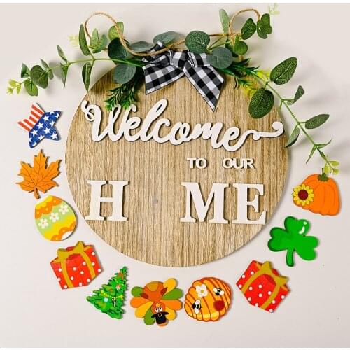 Wood Welcome Sign Decorative Boards DIY Replace A Variety Of Pattern Festival Party Garden Pendant Christmas Halloween Ornaments