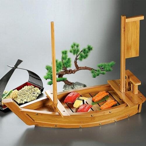 Wooden Sushi Tray Sashimi Boat Dry Ice Boat Sashimi Platter Sushi Tableware Japanese Cuisine Wooden Sushi Boat Bamboo Sushi Tool